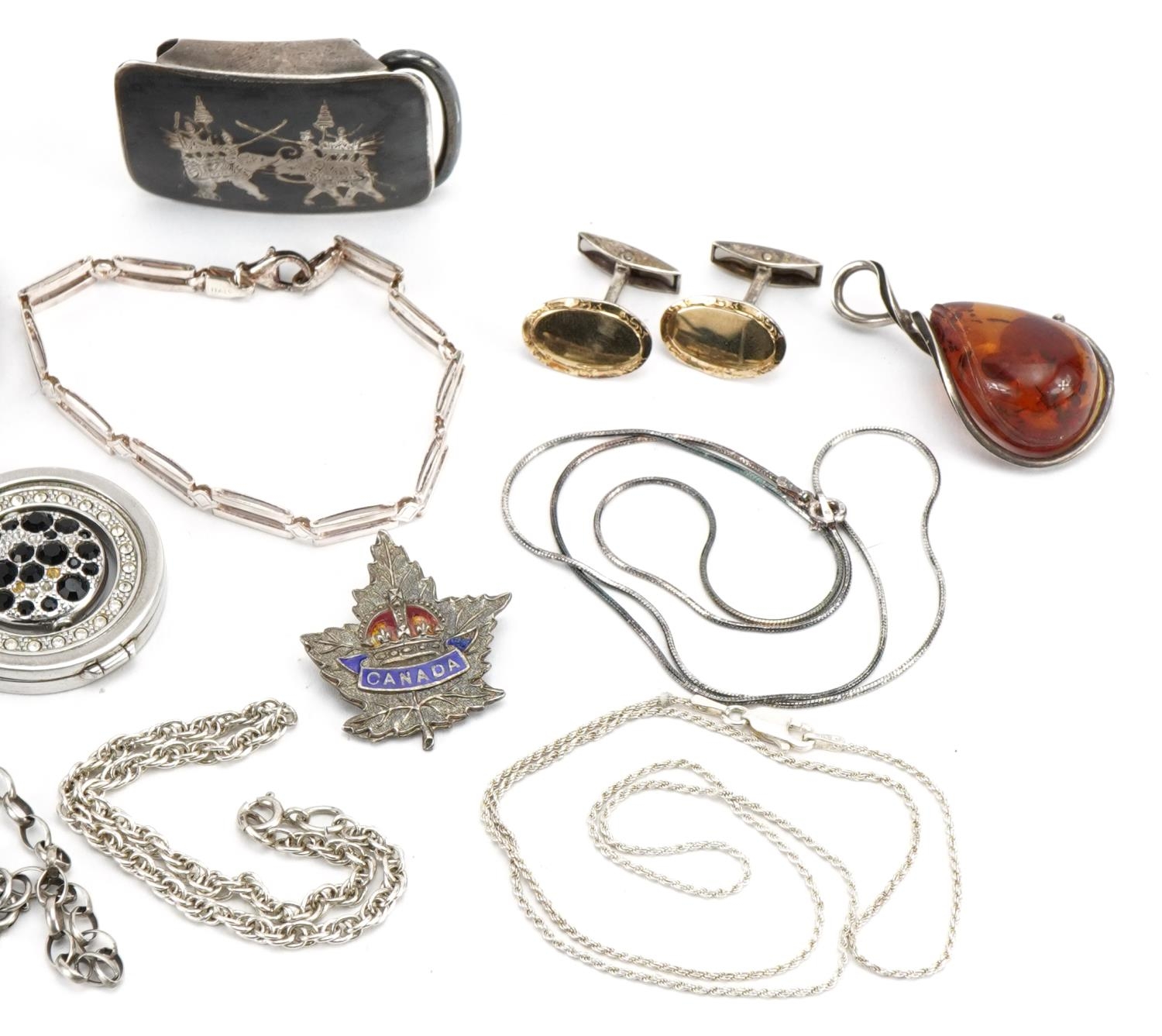 Vintage and later silver jewellery including rotating pendant set with clear and black stones, - Image 3 of 4