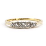 18ct gold and platinum diamond five stone ring, size L/M, 1.6g : For further information on this lot