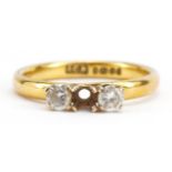 22ct gold clear stone ring, each clear stone approximately 3.4mm in diameter, size O, 3.9g : For