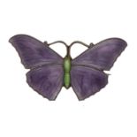 Silver and enamel butterfly brooch, 3.6cm wide, 4.0g : For further information on this lot please