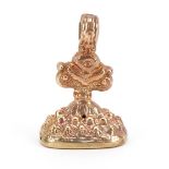 Victorian style 9ct gold seal fob, 2.1cm high, 6.1g : For further information on this lot please