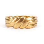 Antique 18ct gold crossover ring, indistinct Chester hallmarks, size S, 5.4g : For further