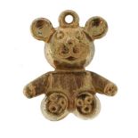 9ct gold teddy bear charm, 1.4cm high, 0.3g : For further information on this lot please contact the