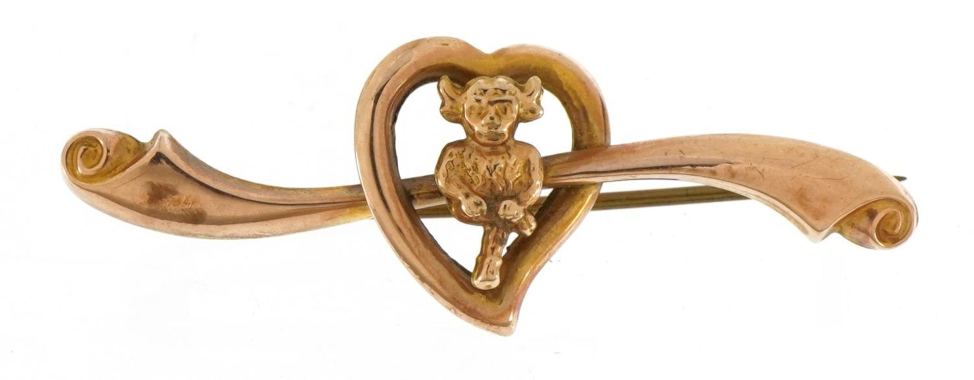 9ct gold Lincoln Imp brooch, 4.3cm wide, 1.2g : For further information on this lot please contact