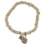 Links of London silver bracelet with love heart charms, 58.6g : For further information on this