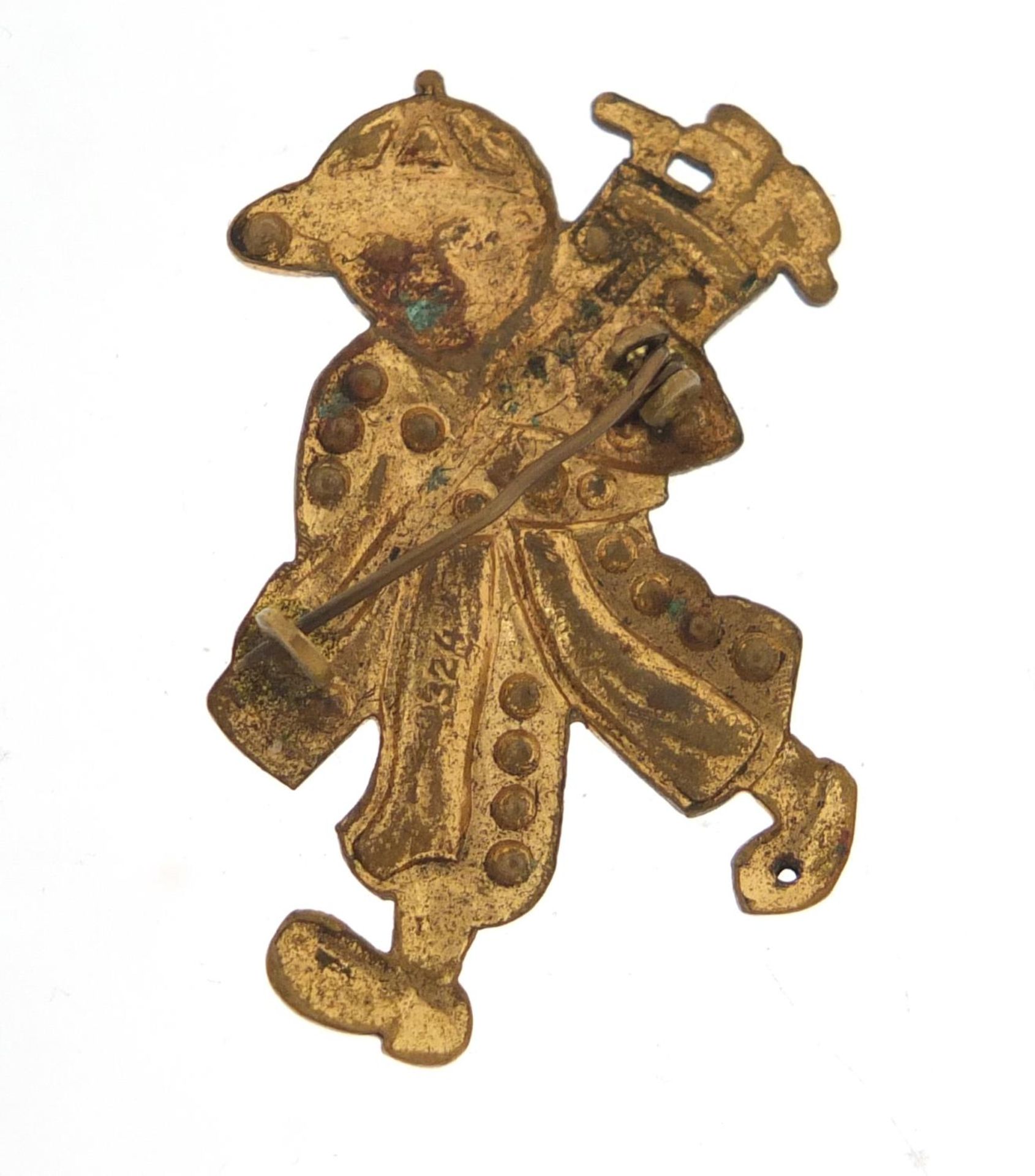 Vintage brooch in the form of a Pearly boy with golf clubs, 4cm in length : For further - Image 2 of 3