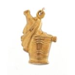 9ct gold Champagne bottle and ice cooler charm, 2.4cm high, 1.8g : For further information on this