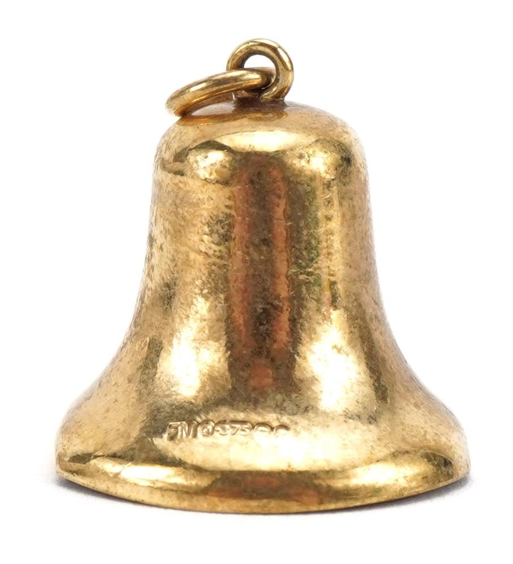 9ct gold bell charm, 1.8cm high, 1.3g : For further information on this lot please contact the - Image 2 of 4