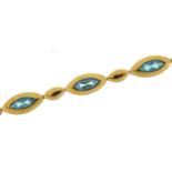 9ct gold sapphire bracelet, 18.5cm in length, 10.9g : For further information on this lot please