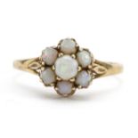 9ct gold opal two tier flower head ring, size N/O, 1.5g : For further information on this lot please