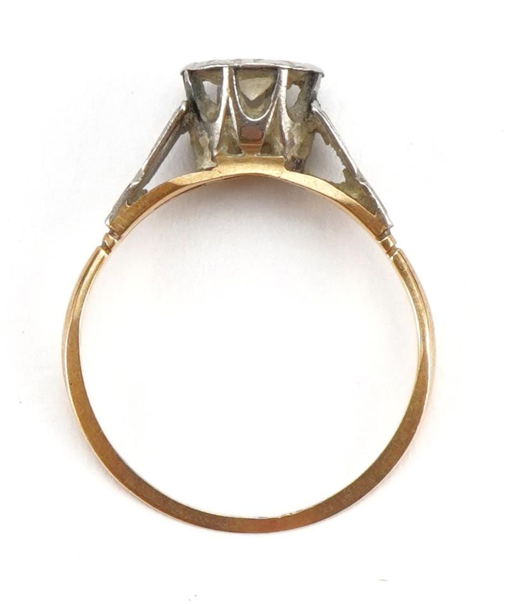 18ct gold and platinum diamond solitaire ring, the diamond approximately 3.0mm in diameter, size - Image 3 of 4