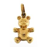 9ct gold teddy bear charm, 1.7cm high, 0.9g : For further information on this lot please contact the