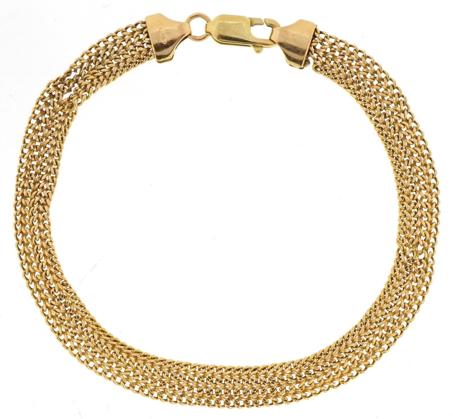 9ct gold curb link four row bracelet, 19cm in length, 3.2g : For further information on this lot - Image 4 of 4