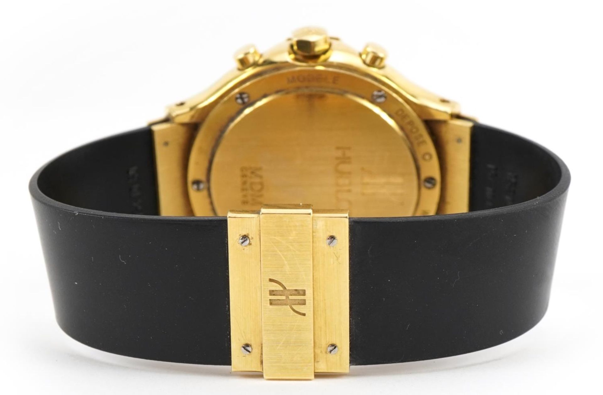 Hublot, 18ct gold and diamond Hublot MDM 1621.3 wristwatch, reference 251132, with black rubber - Bild 3 aus 7