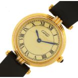 Cartier, ladies Must de Cartier silver gilt wristwatch, the case numbered 17 050343, 25mm in