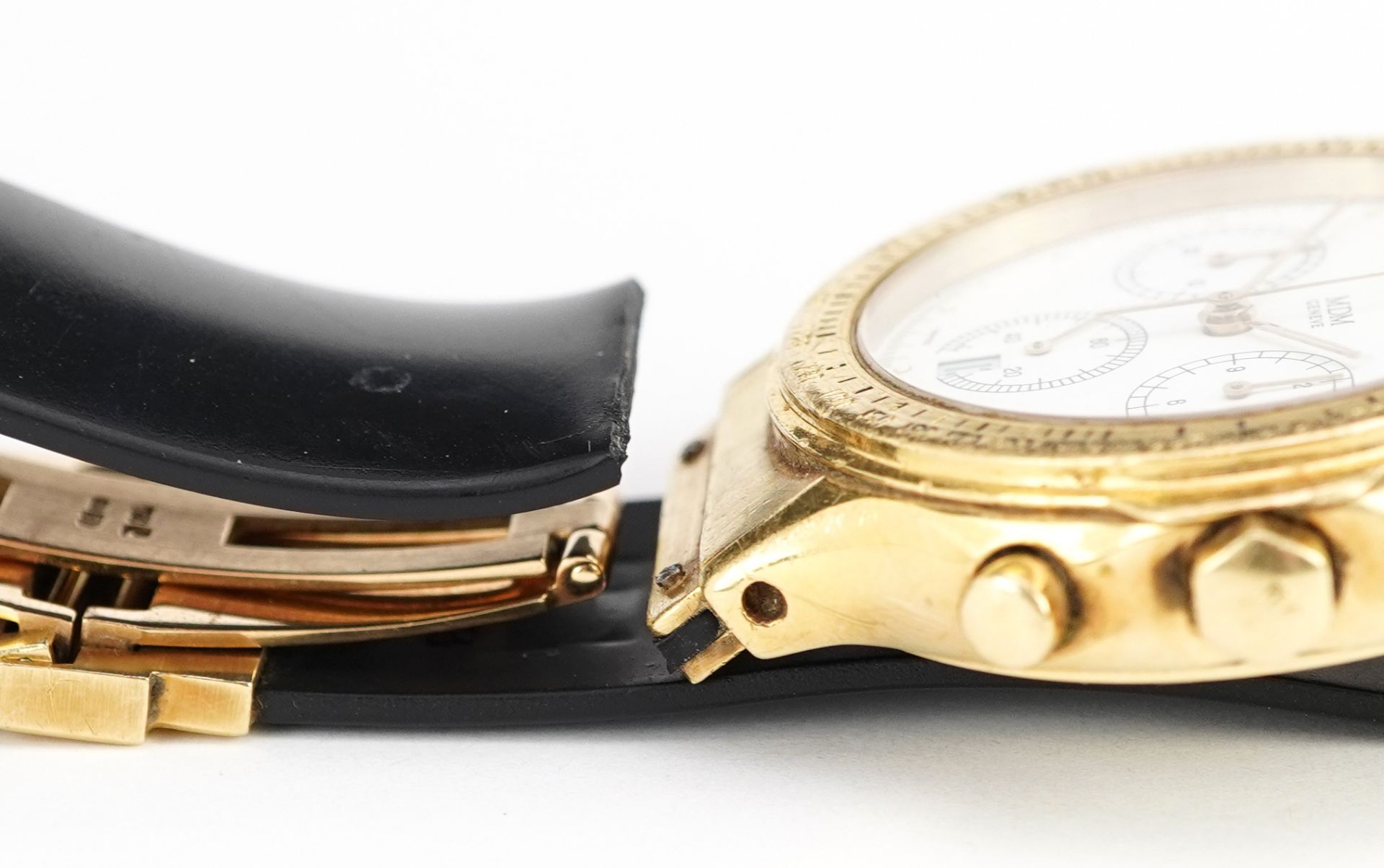 Hublot, 18ct gold Hublot MDM 1620.3 chronograph wristwatch, reference 219128, with black rubber - Bild 7 aus 8
