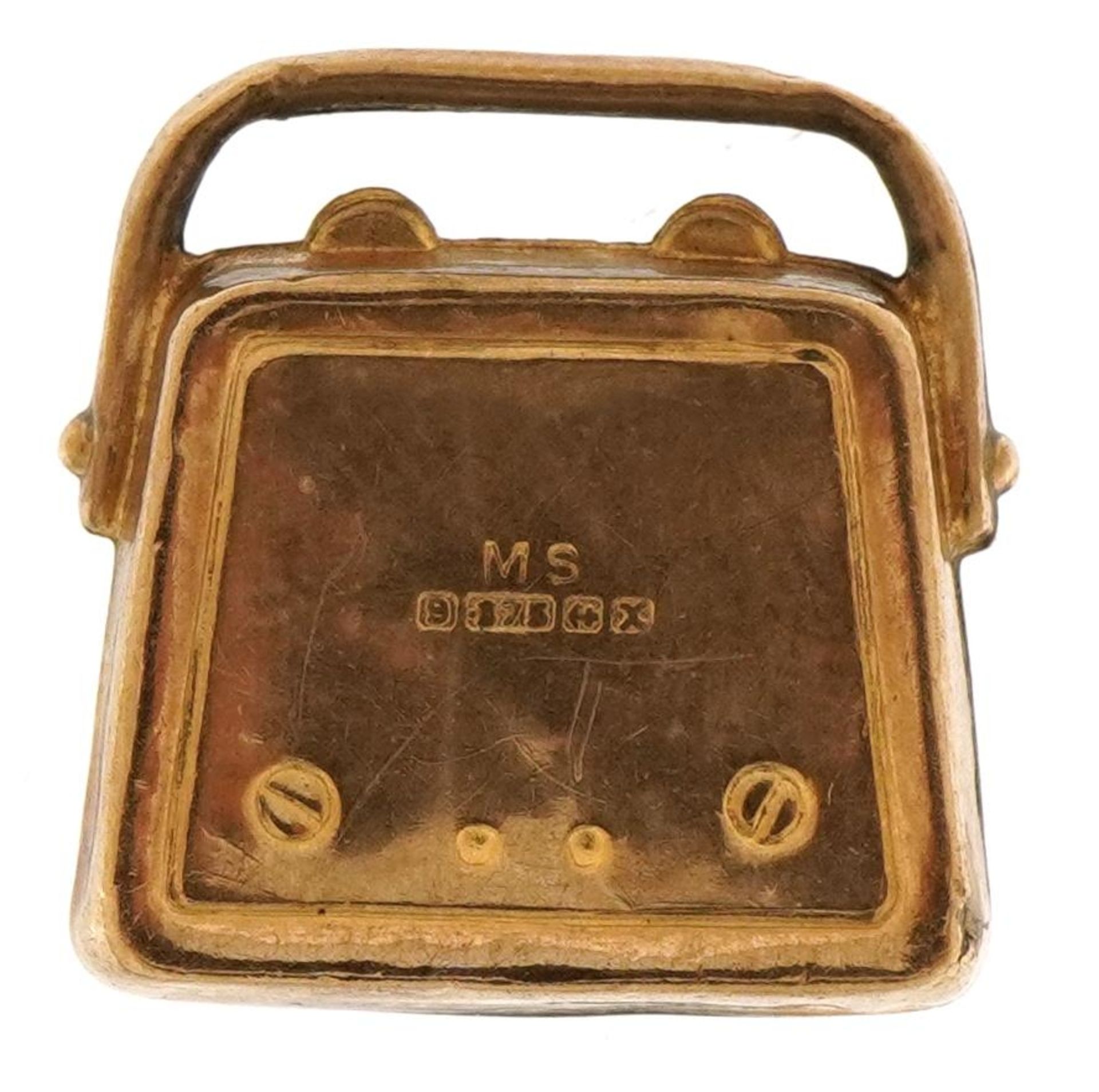9ct gold vintage radio charm, 1.6cm high, 1.1g : For further information on this lot please - Image 2 of 3