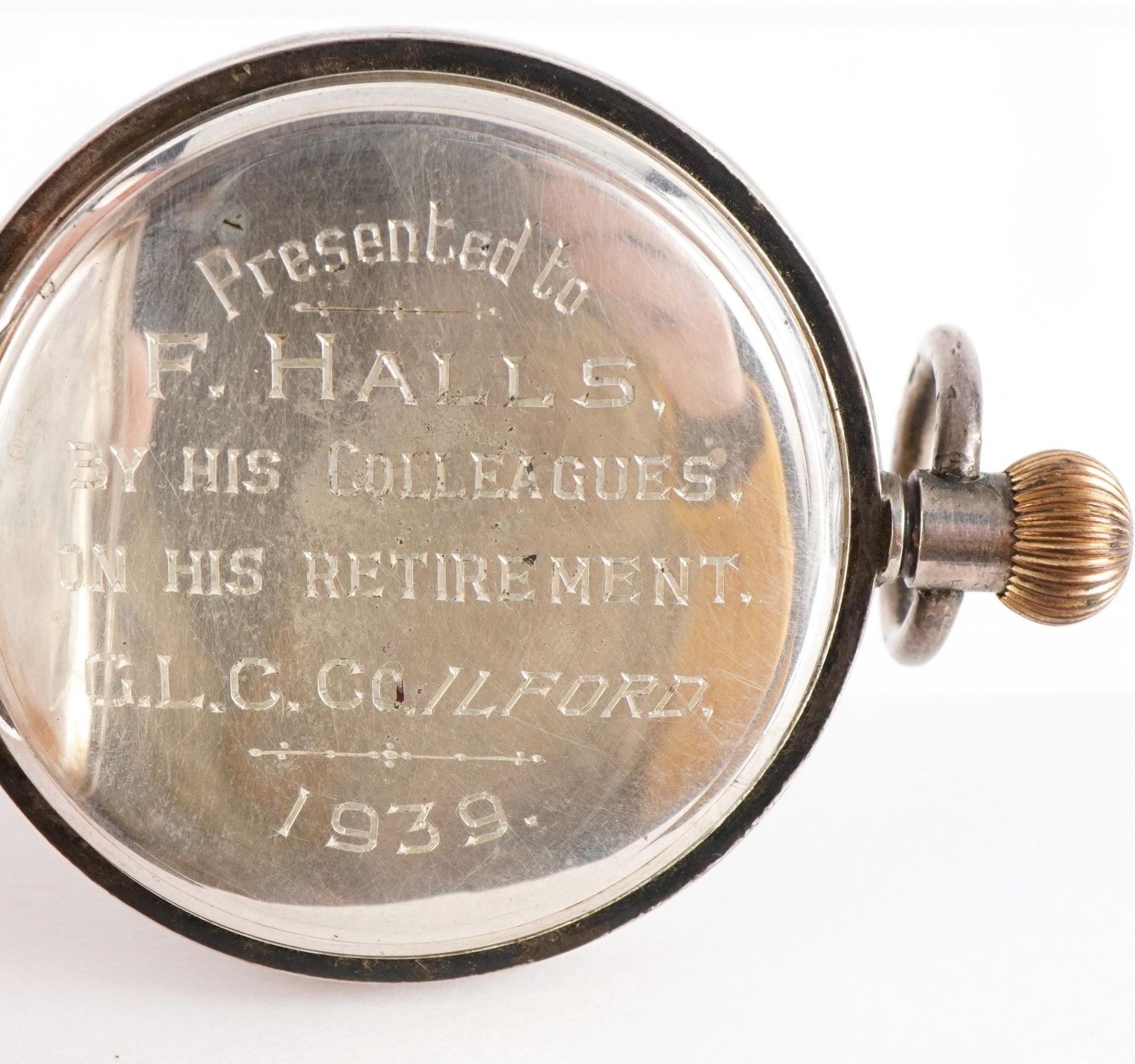 H Samuel, gentlemen's silver half hunter pocket watch, the case numbered 569654, London import - Bild 5 aus 6