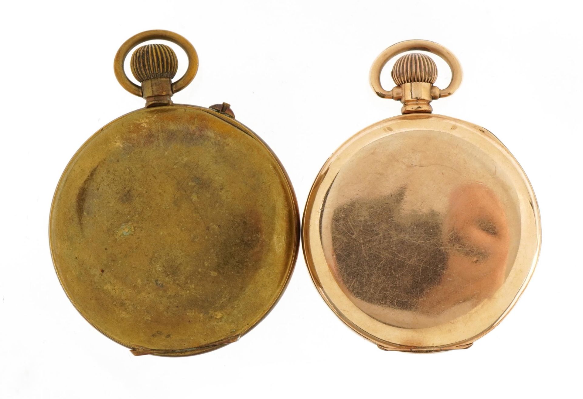 Two gentlemen's gold plated pocket watches comprising Waltham Traveller and full hunter Bentima, the - Bild 4 aus 7