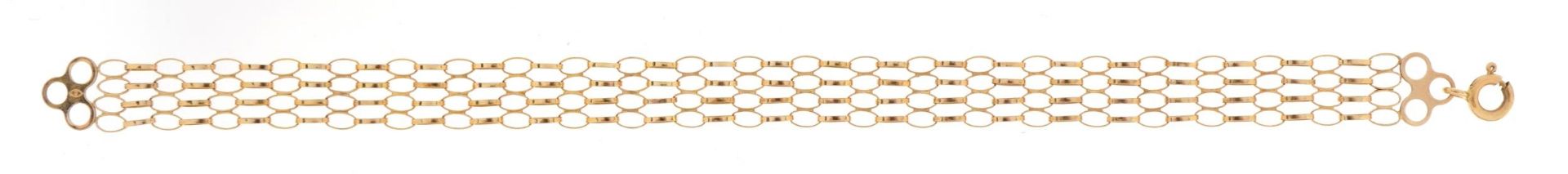 9ct gold four row gate link bracelet housed in an Elizabeth Duke box, 18.5cm in length, 2.9g : For - Image 3 of 8