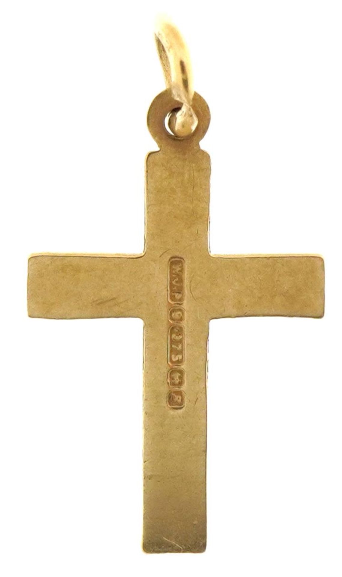 9ct gold cross pendant, 1.8cm high, 0.4g : For further information on this lot please contact the - Image 2 of 3