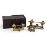 Three antique brass watchmaker's depth gauges, one with fitted case, the largest 10cm in length :