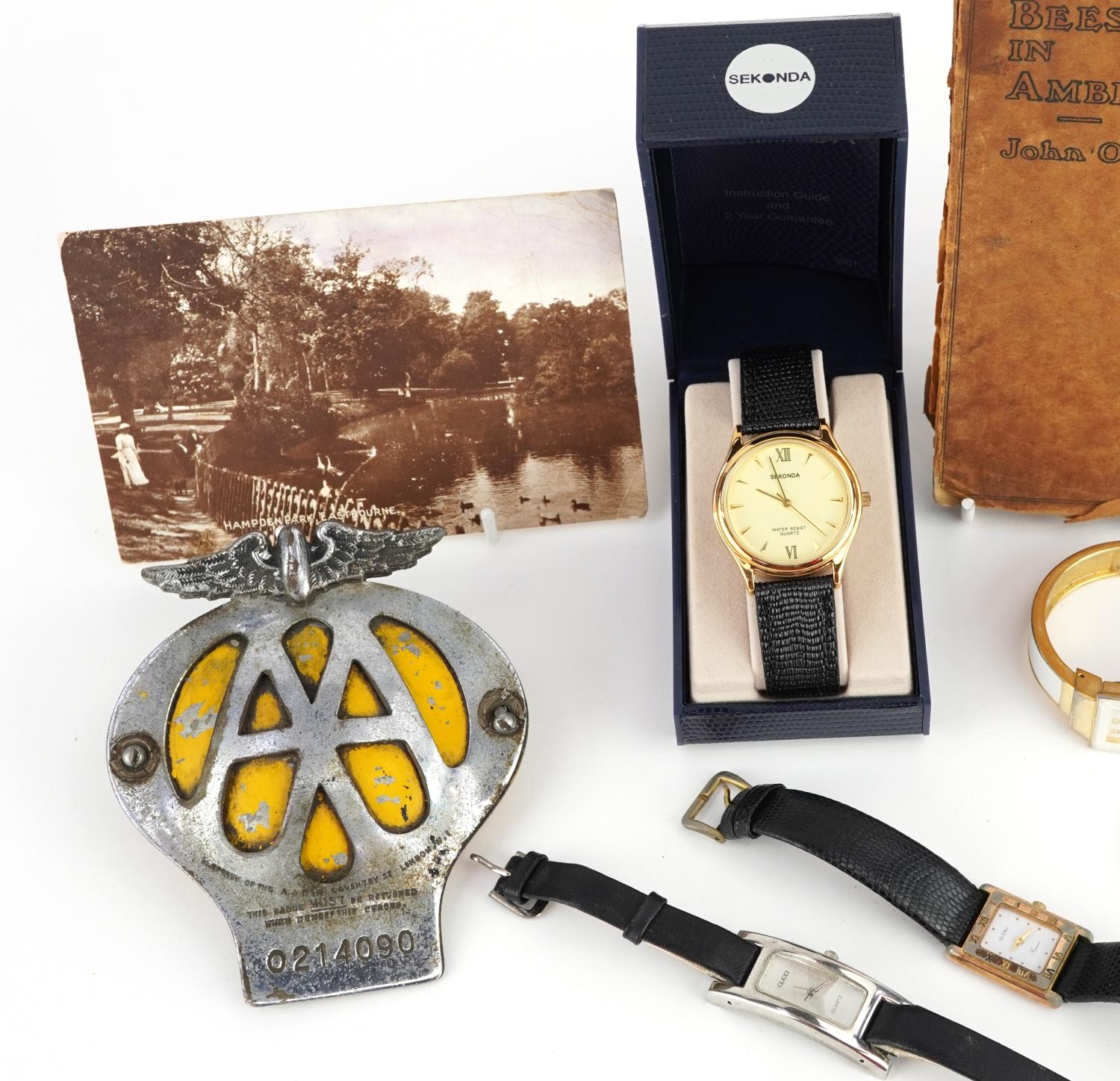 Sundry items including wristwatches, two silver fobs and an AA car badge : For further information - Image 2 of 4