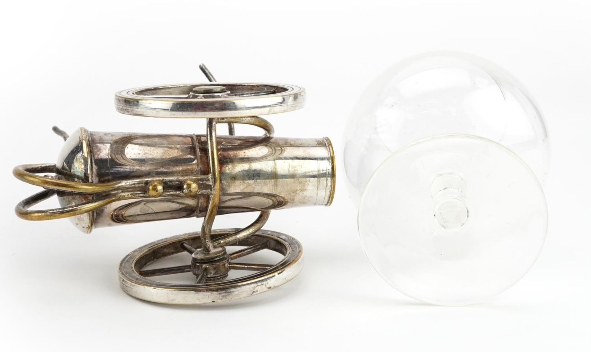 Novelty silver plated brandy warmer in the form of a cannon, 18.5cm high : For further information - Image 3 of 3