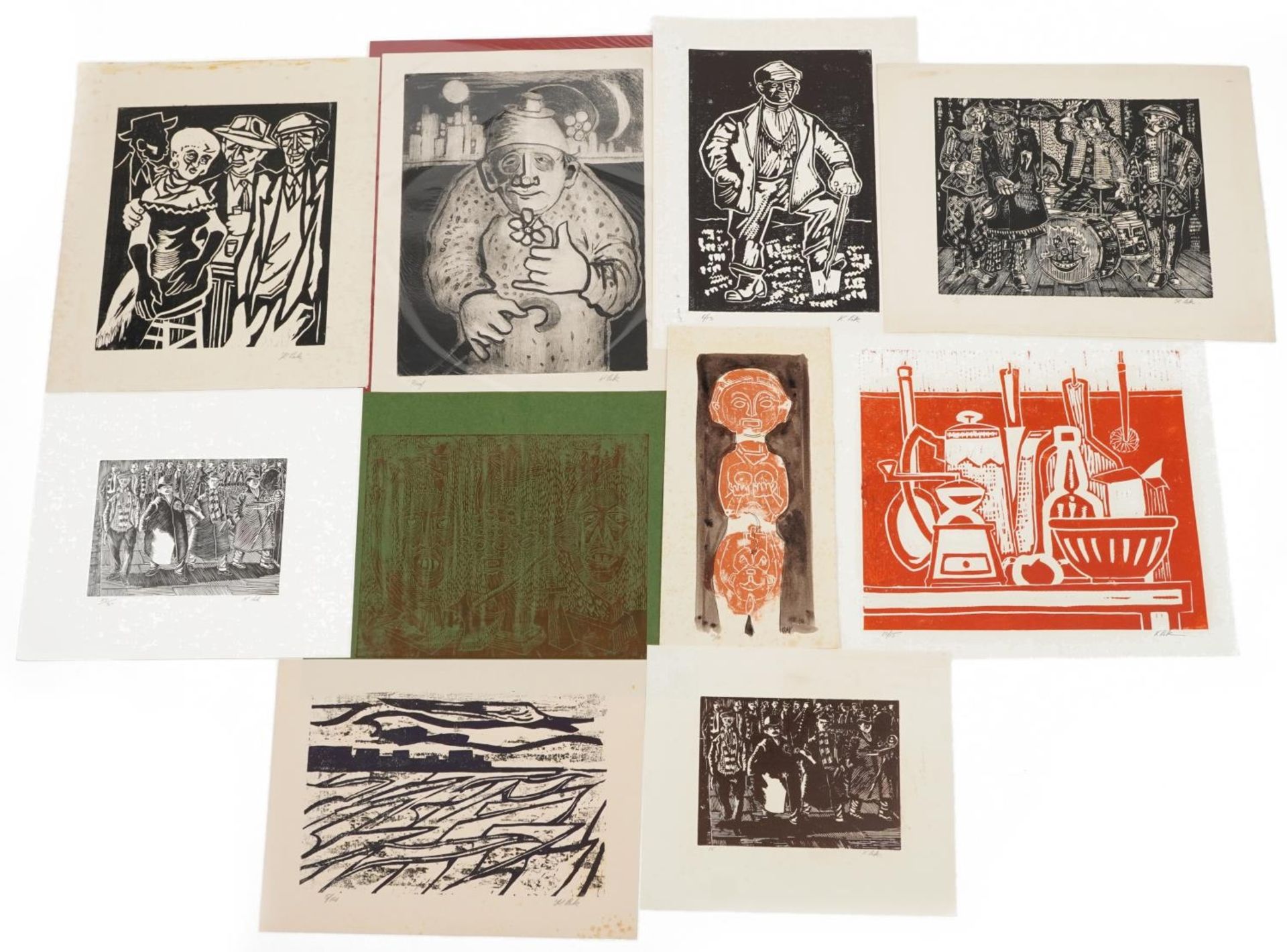 Karel Lek - Ten pencil signed Welsh prints, each unframed, the largest 45cm x 32cm excluding the