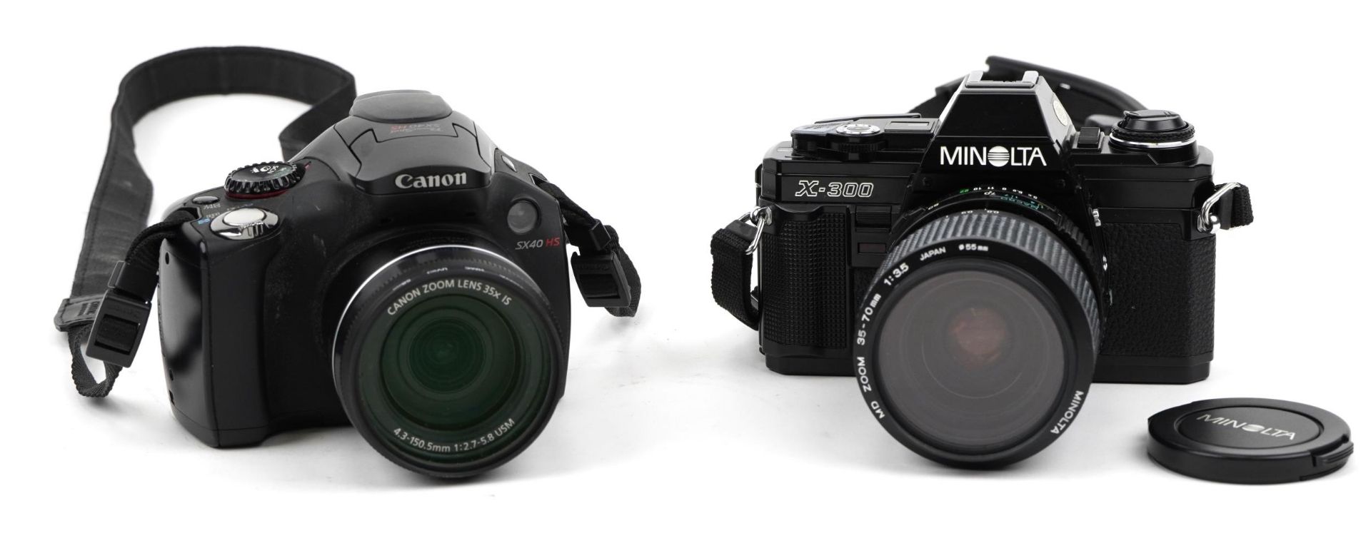 Two cameras comprising Canon Powershot SX40HS with box and Minolta X-300 with 35-70mm lens : For - Bild 2 aus 3