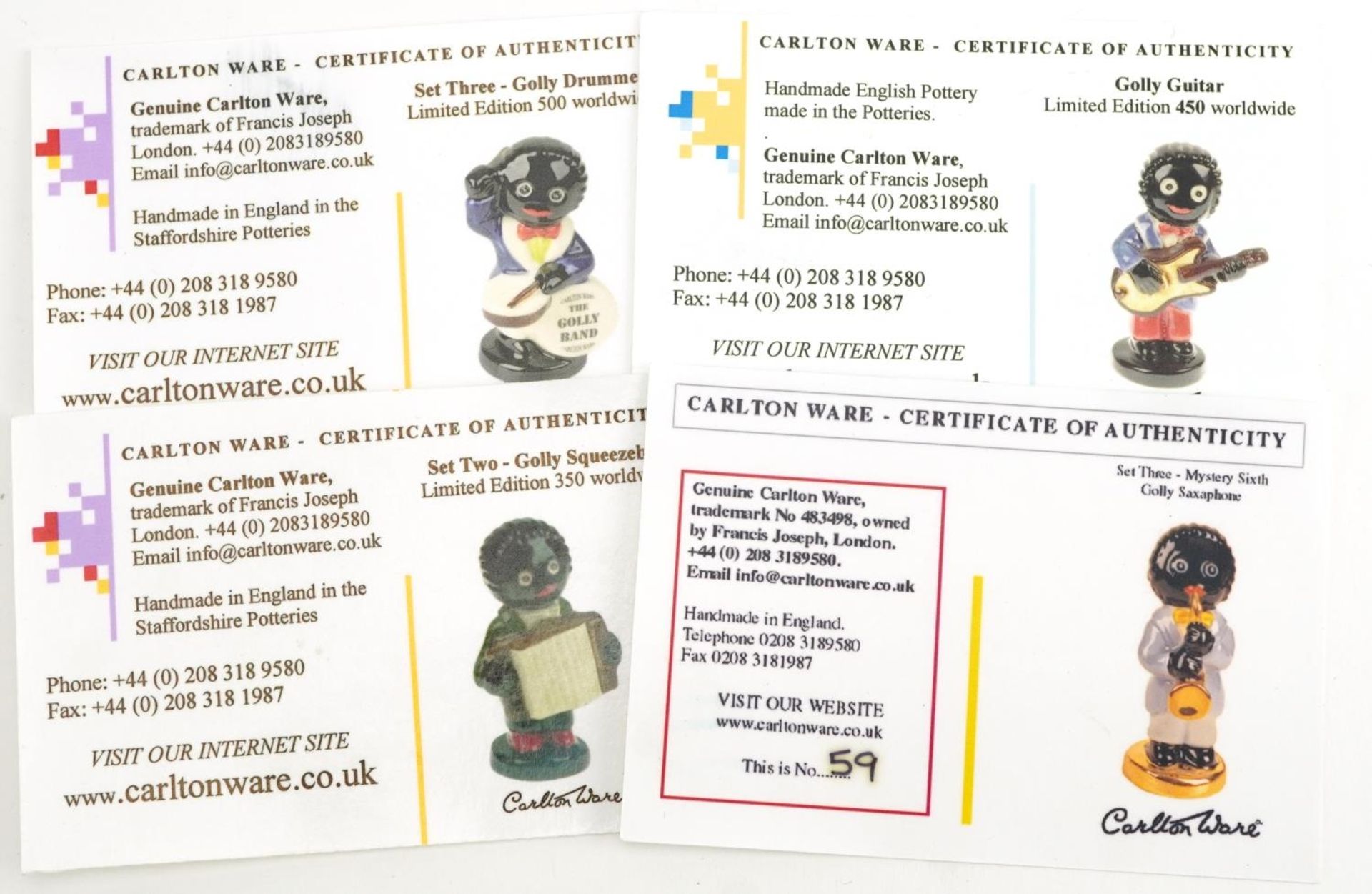 Four Carltonware limited edition Golly musicians with certificates comprising Squeeze Box, - Image 5 of 5