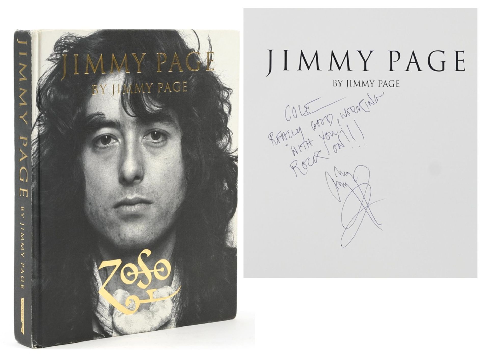 Jimmy Page by Jimmy Page, hardback book signed by Jimmy Page and inscribed Cole really good