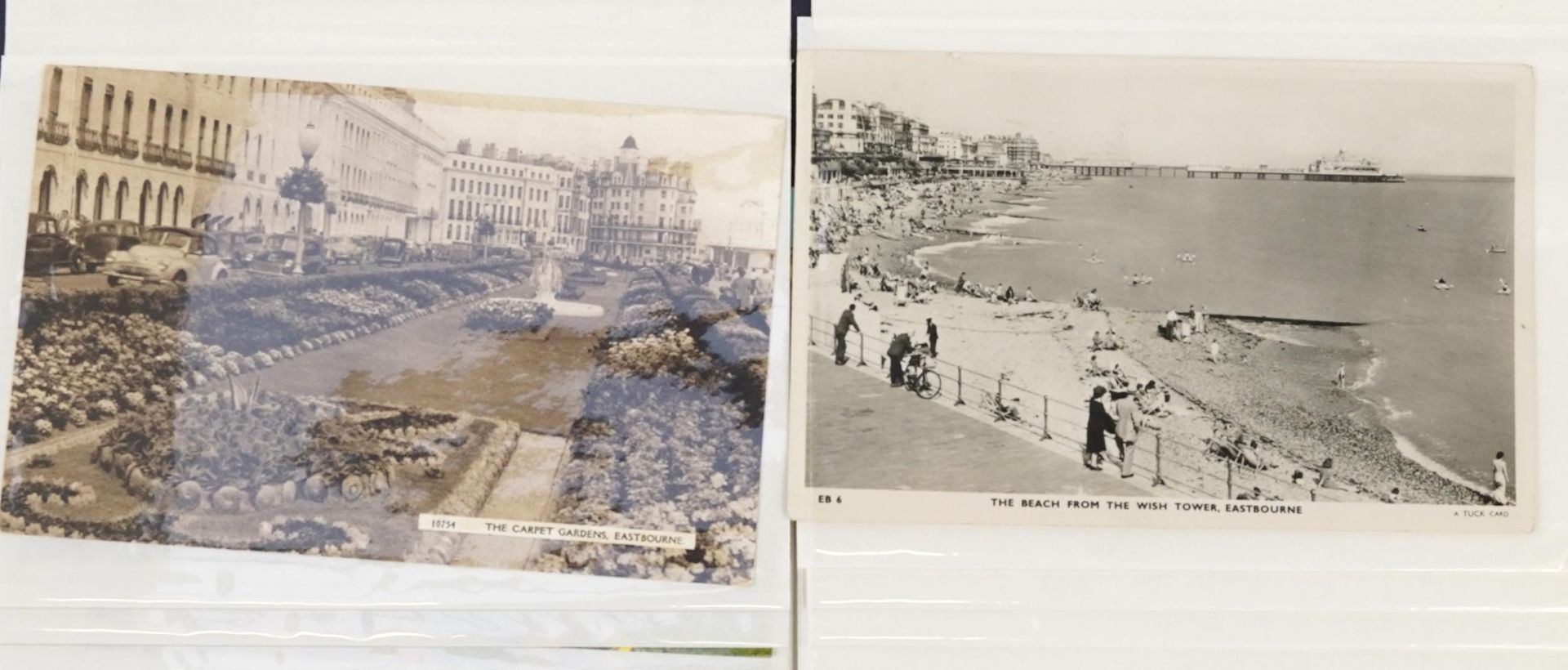 Collection of Eastbourne postcards arranged in two albums including Holywell : For further