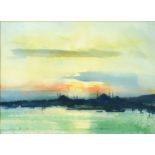Ian Houston - Evening sky, Istanbul, Impressionist watercolour, Polak Gallery, London and