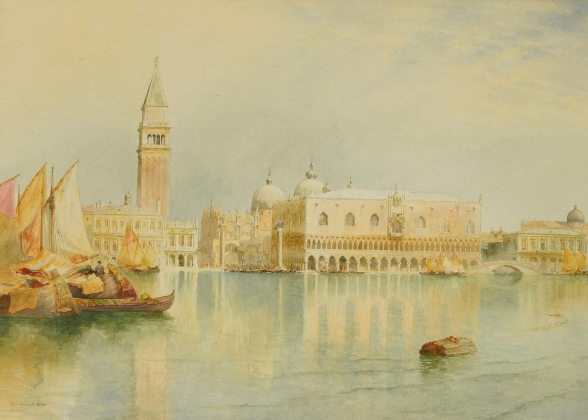 Richard Henry Wright 1894 - Gondolas before St Mark's Square Venice, late 19th century