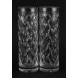 Pair of Stewart Crystal cylindrical vases, each 25.5cm high : For further information on this lot