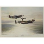 Robert Taylor - Memorial Flight, print in colour, signed by the artist and pilots including Johnny