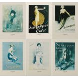 Schweppes, Cider, Tonic Water, Ginger Ale and Lemon Squash, set of six posters, framed and glazed,