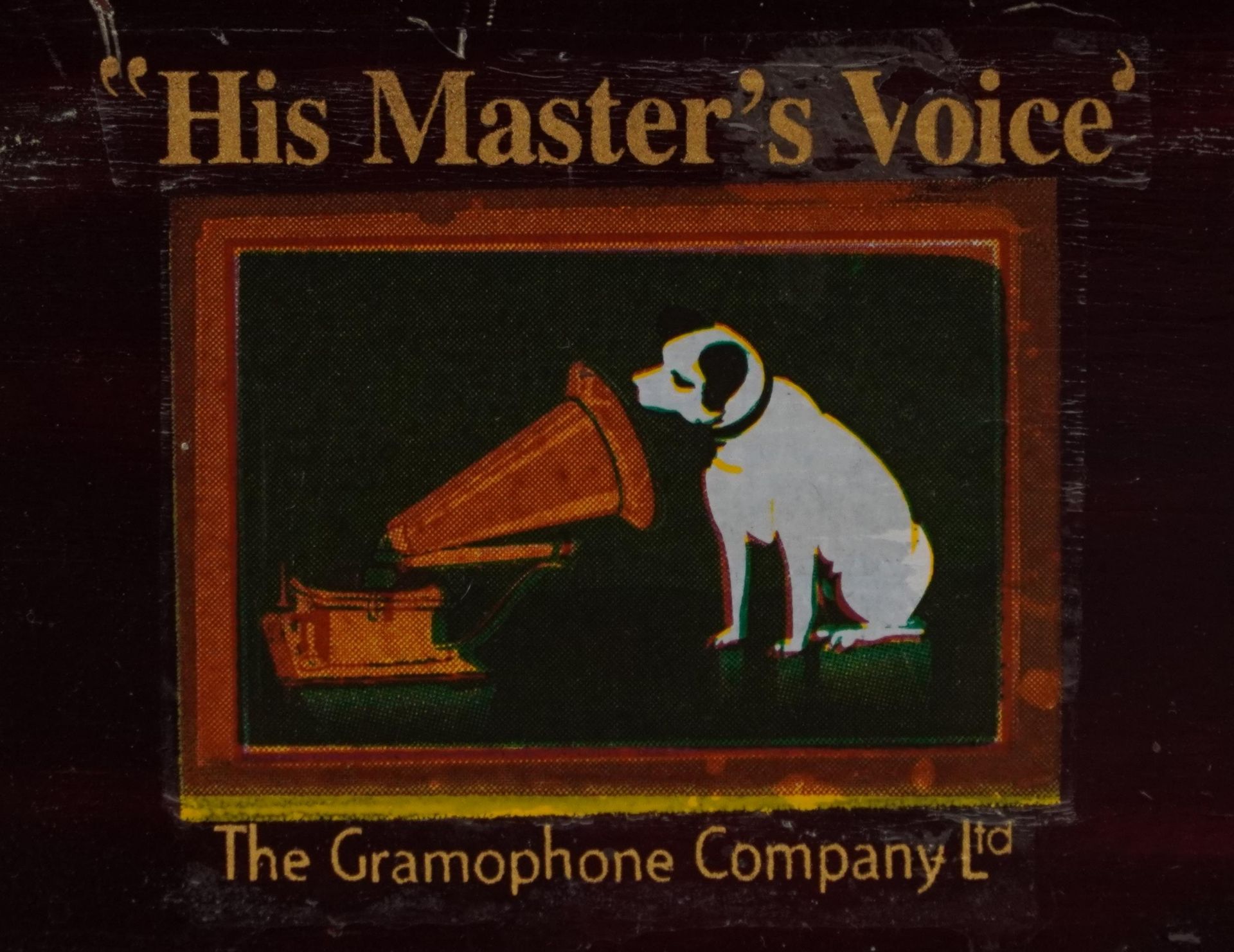 Two mahogany cased His Master's Voice gramophones with brass horns : For further information on this - Image 2 of 3