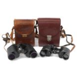Two pairs of Carl Zeiss Jena binoculars with cases comprising Telex 6 x 24 and Jenoptem 8 x 30 : For