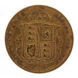 Queen Victoria 1892 shield back gold half sovereign : For further information on this lot please