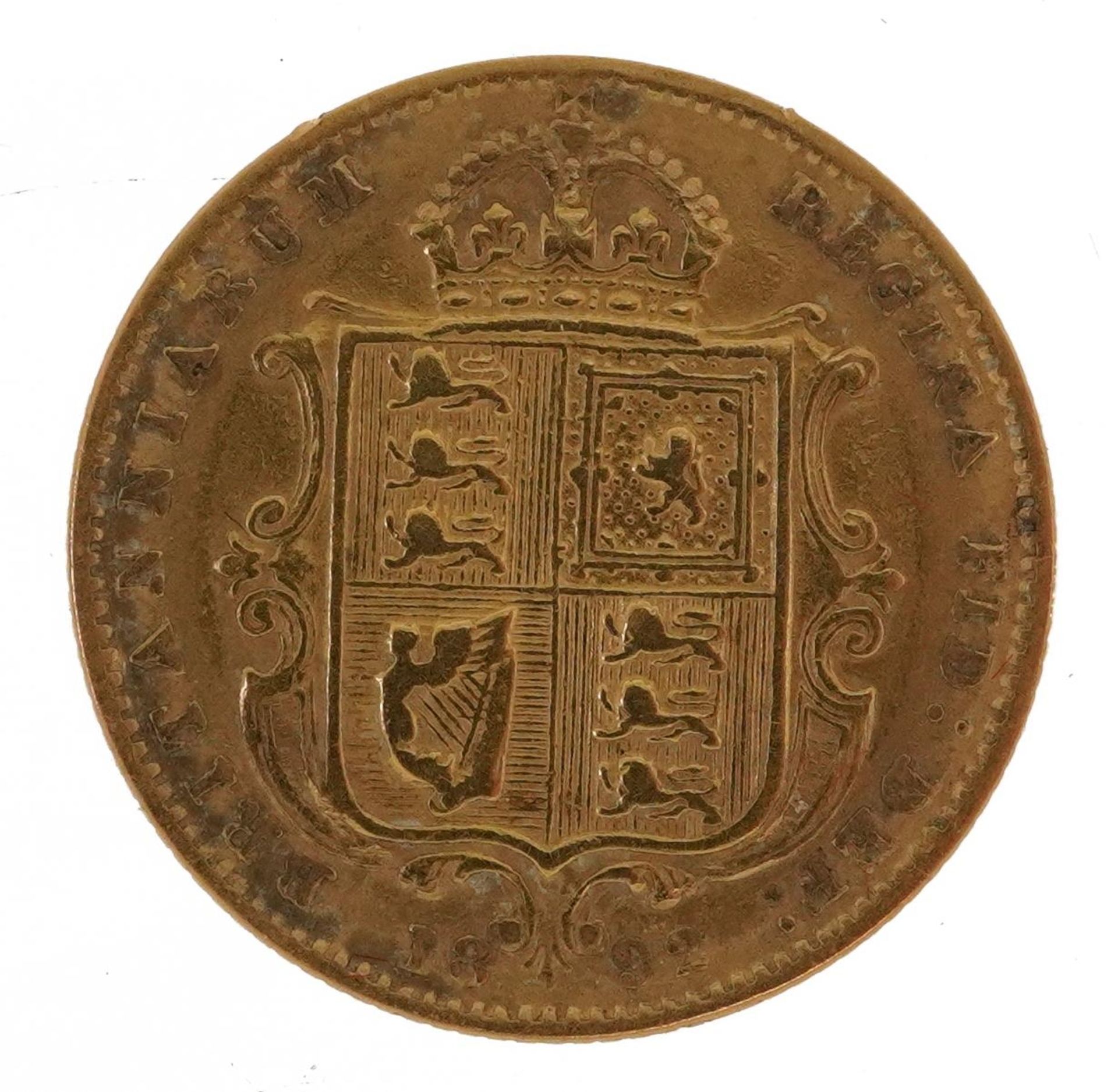 Queen Victoria 1892 shield back gold half sovereign : For further information on this lot please