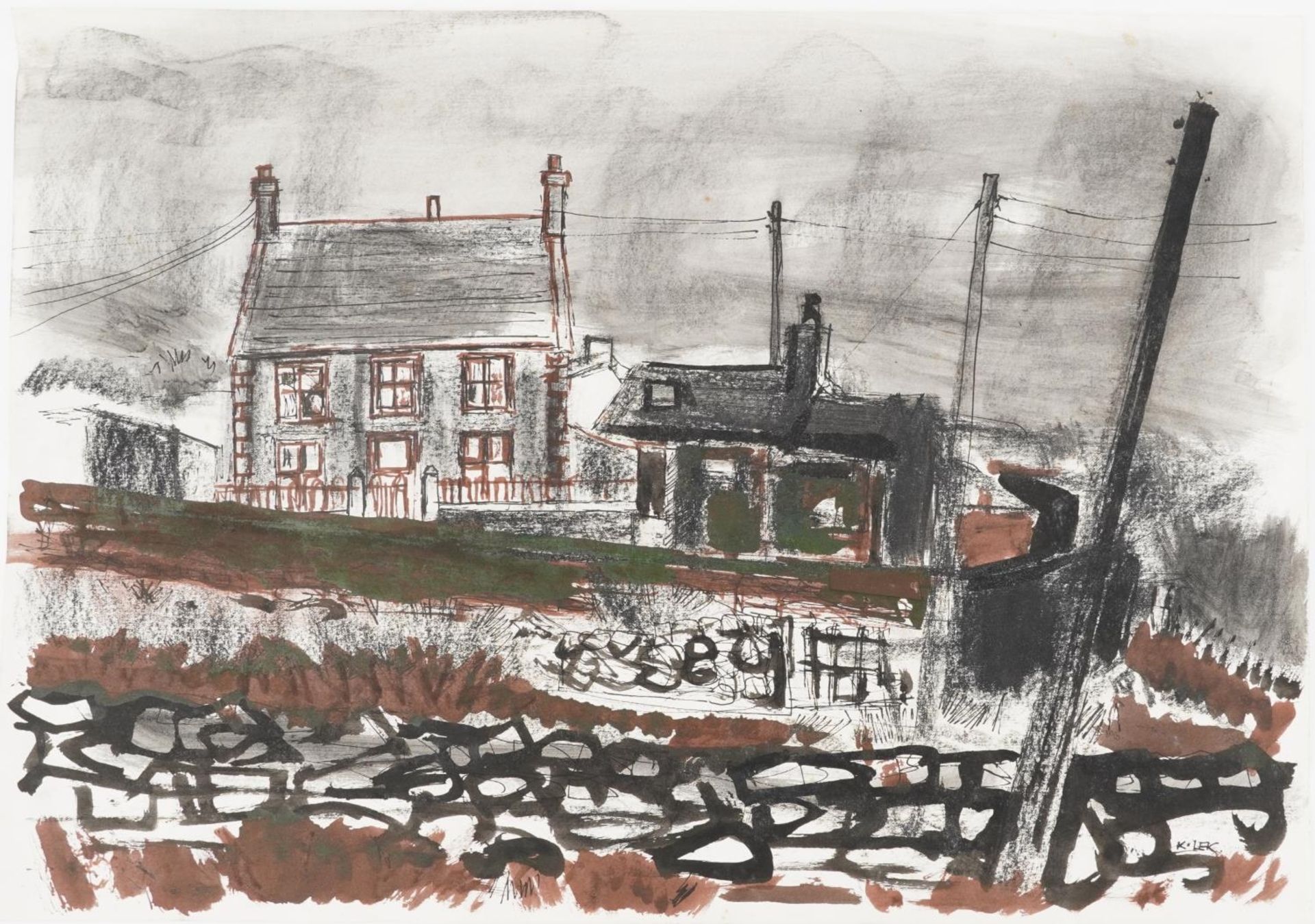 Karel Lek - Landscapes with cottages, three Welsh school watercolours, unframed, the largest each - Image 7 of 9