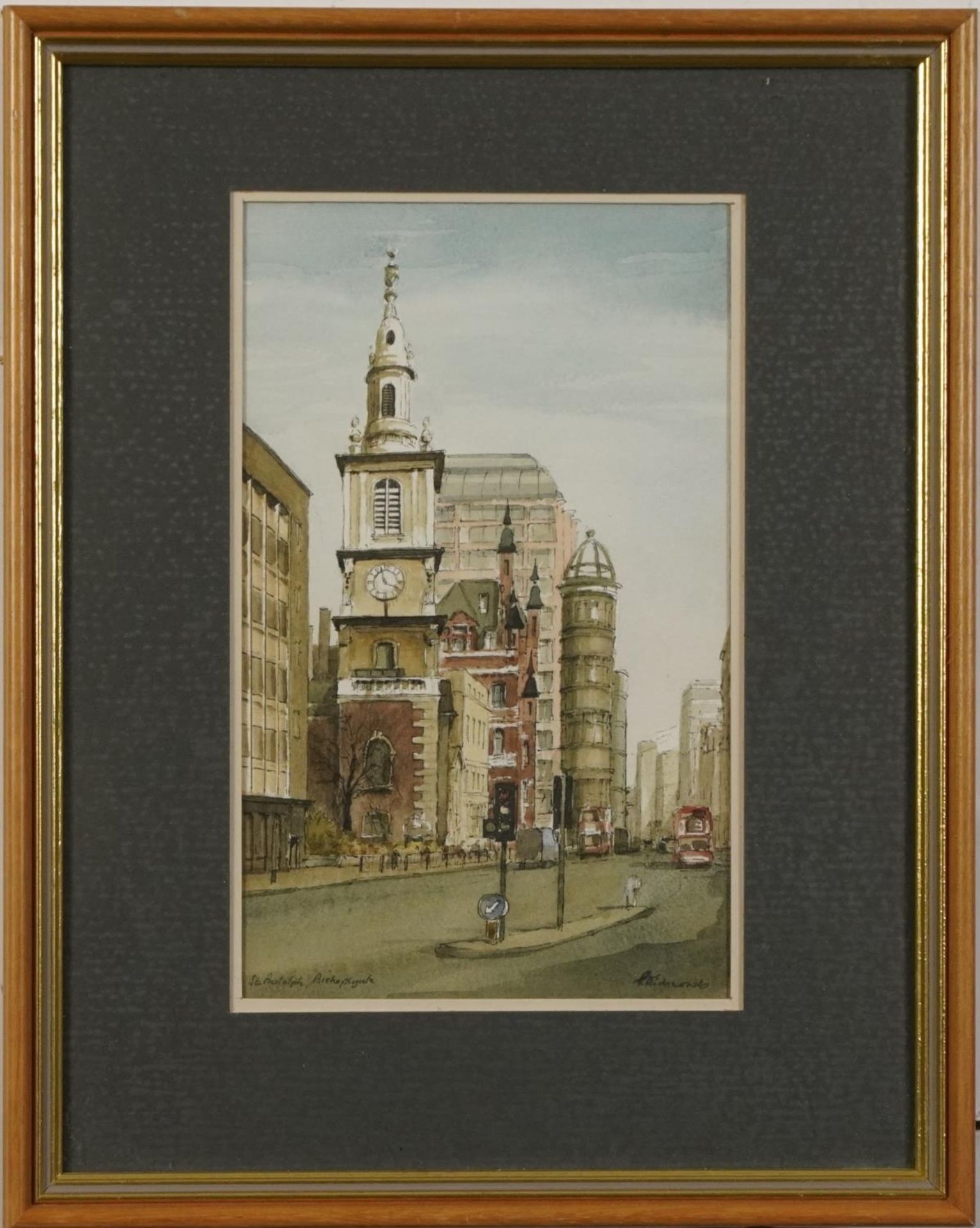 Peter W Edmonds - St Botolph, Bishopsgate and Bow Lane, City, pair of ink and watercolours, each - Image 9 of 13