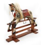 Collinson, Antique hand painted carved wood dapple grey rocking horse, 142cm in length : For further