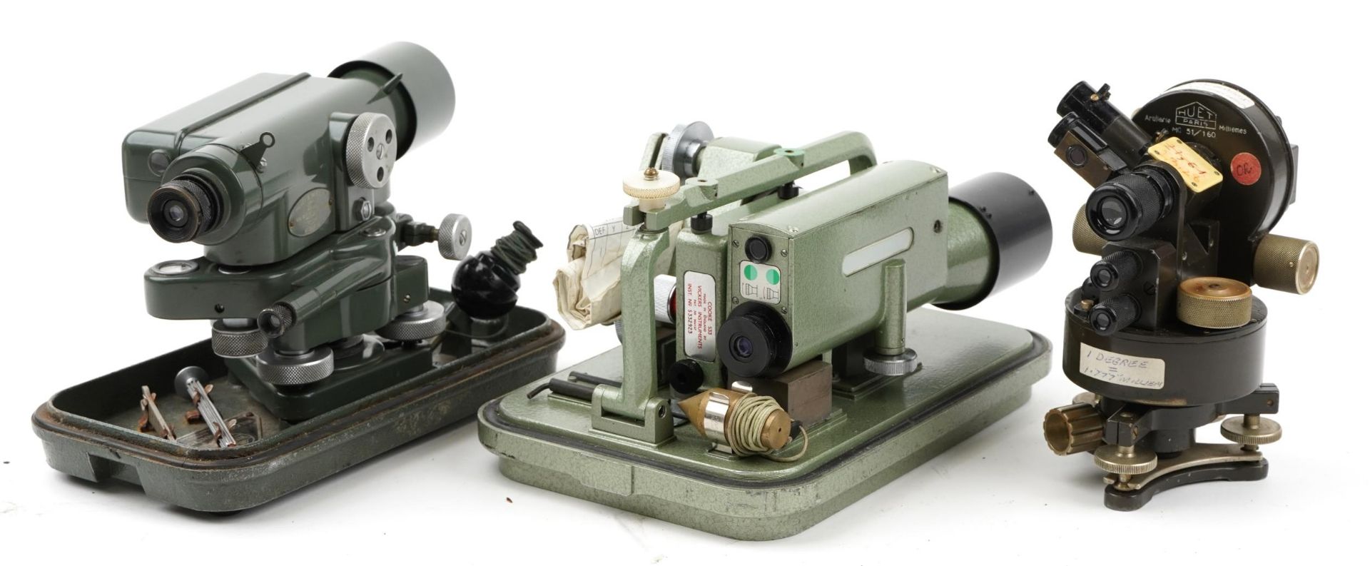 Three vintage surveyor's theodolites with cases including Huet 51/160 : For further information on - Bild 3 aus 6