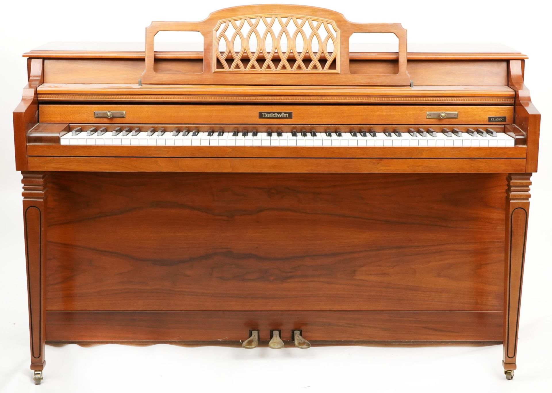 Baldwin Classic, American mahogany upright piano with stool, serial number 1470408, 92cm H x 144cm W - Image 2 of 6
