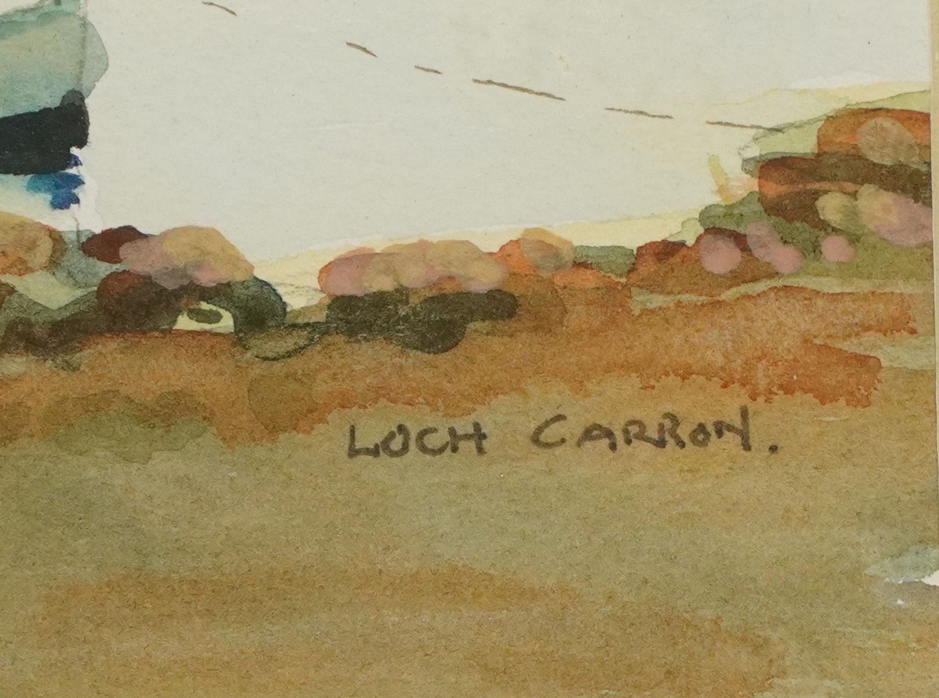 Johnnie Walker - Loch Carron, Scottish watercolour, mounted, framed and glazed, 37cm x 26cm - Image 4 of 6