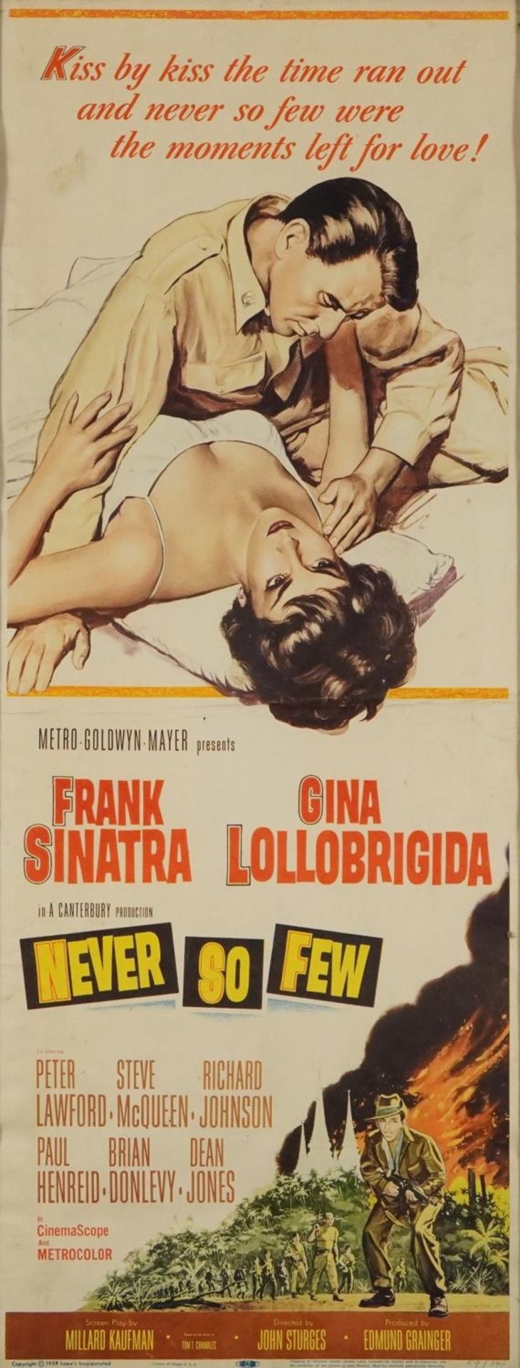 Frank Sinatra and Gina Lollobrigida Never So Few film poster, copyright 1959 Loews Incorporated,