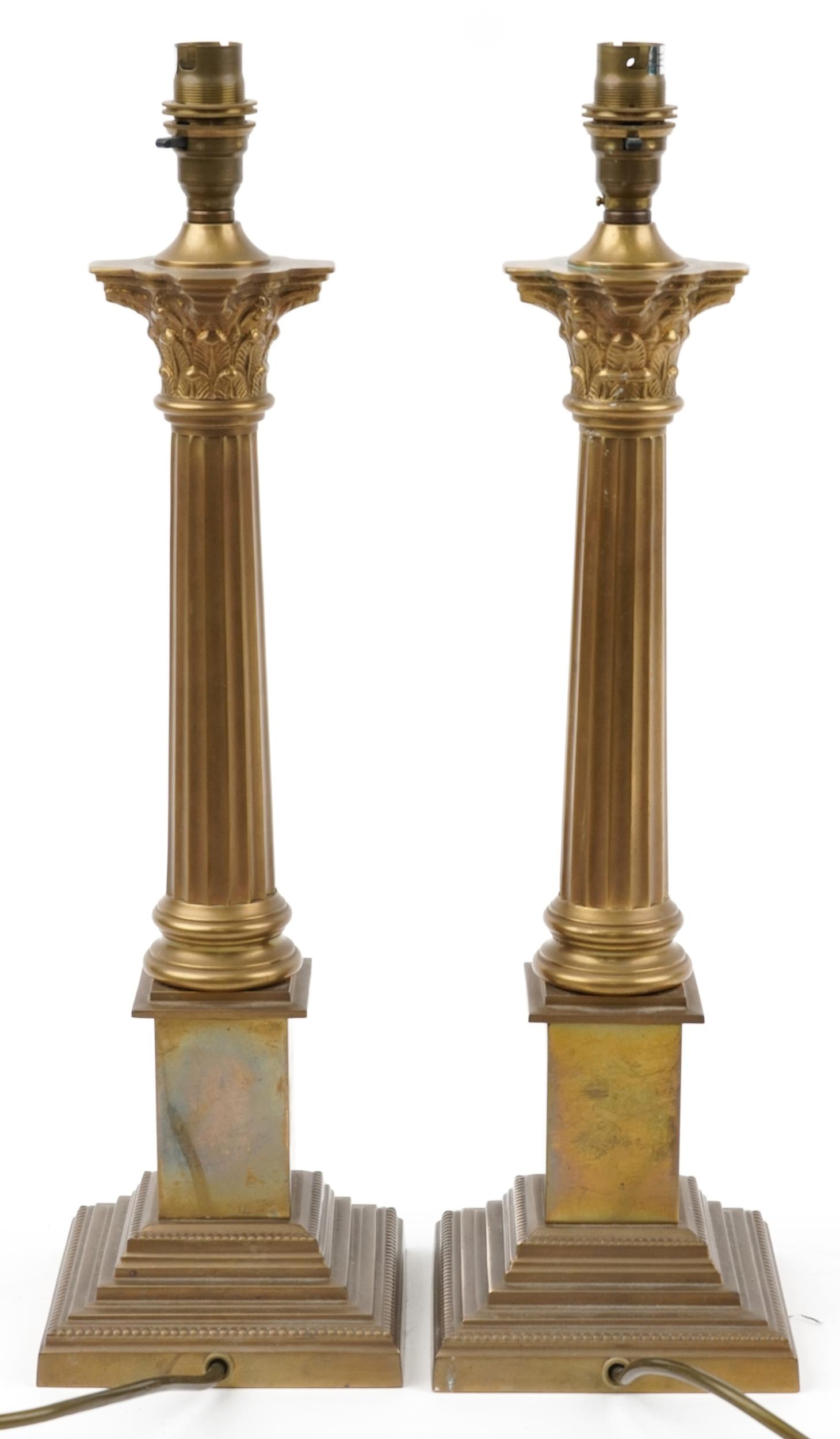 Pair of Laura Ashley brass Corinthian column table lamps, each 49cm high : For further information - Image 2 of 3